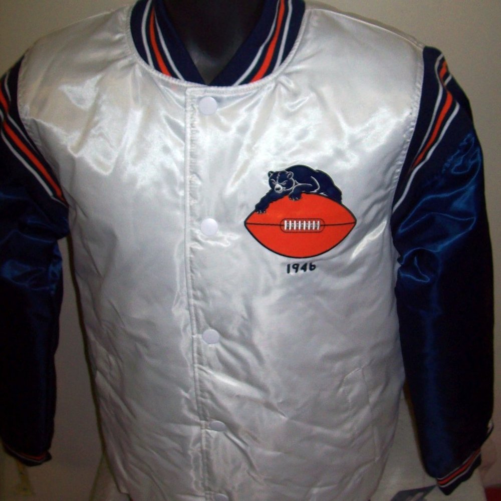 CHICAGO BEARS Starter WHITE & BLUE Jacket 3X 4X - Picture 3 of 12
